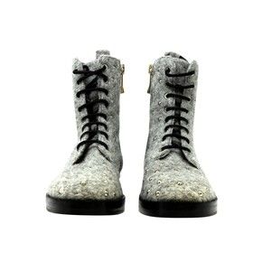 18 KT Felted Wool Boots With Silver Studs 40.5